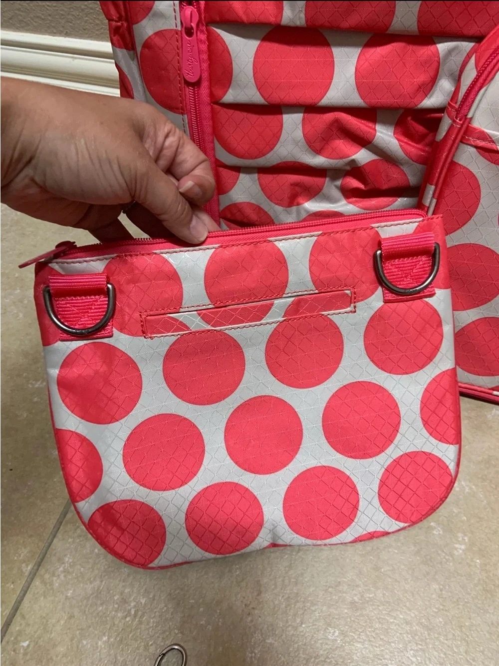 thirty-one Coral Dot Kids Backpack Set - Coral and White